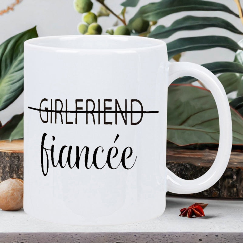 Tailorly White Ceramic 11 oz Mug - Girlfriend Fiancée Minimalist Design On Ceramic Surface With Elegant Script Typography Mug