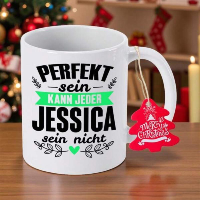 Tailorly White Ceramic 11 oz Mug - Merry Christmas White Ceramic Vessel With Green Banner And Black Floral Accents Mug