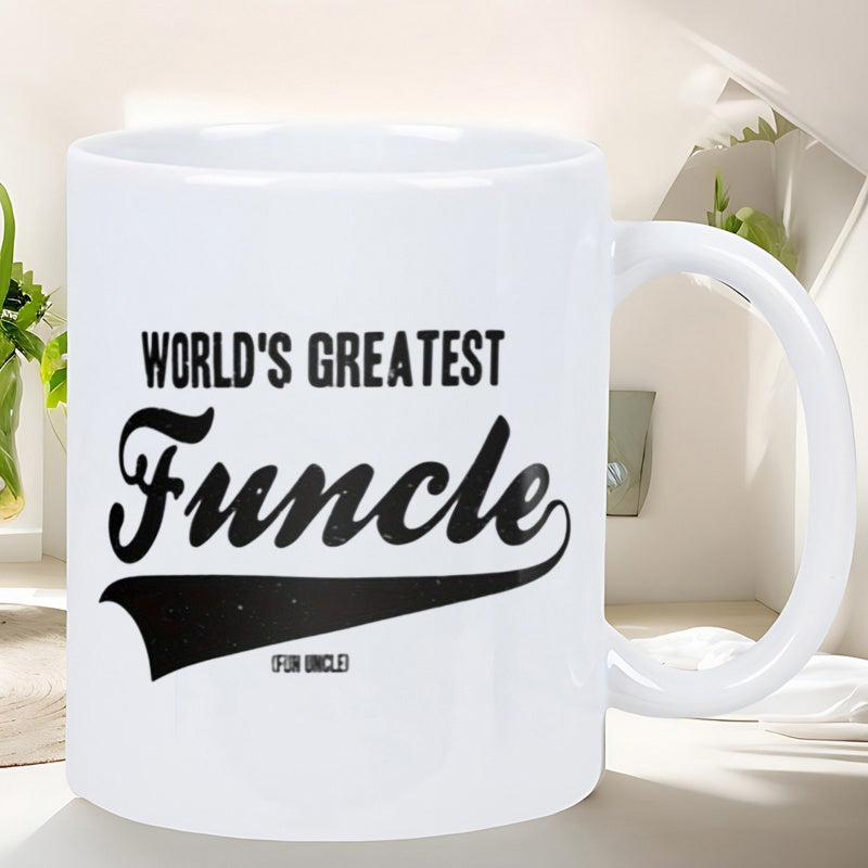 Tailorly White Ceramic 11 oz Mug - Worlds Greatest Funcle Minimalist Bold Black Text Featuring Elegant Vintage Script Font Mug