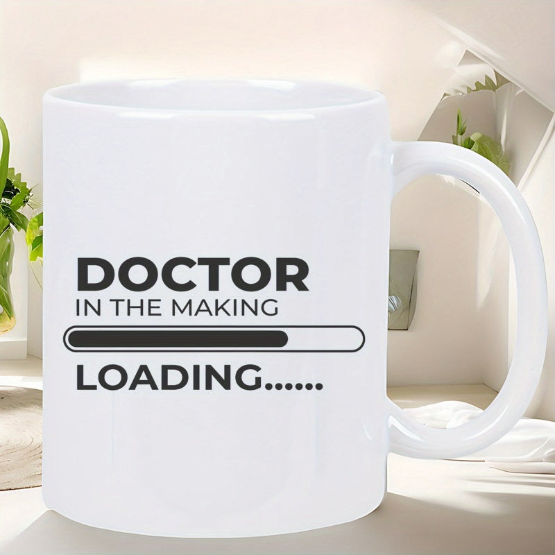 Tailorly White Ceramic 11 oz Mug - Doctor In The Making Loading Minimalist Digital Graphic Featuring A Symbolic Career Status Progress Bar