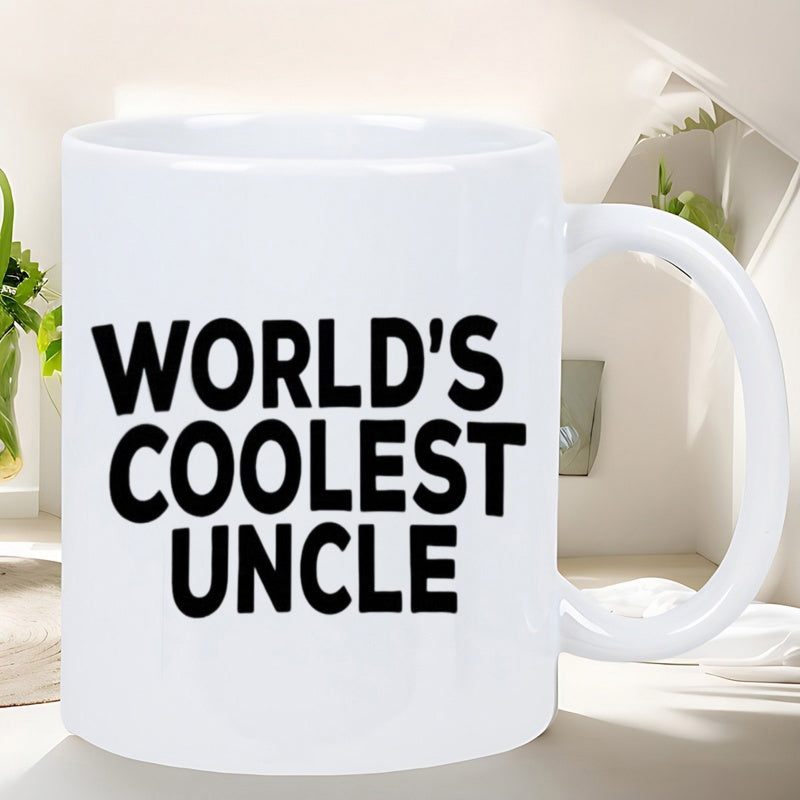Tailorly White Ceramic 11 oz Mug - Worlds Coolest Uncle Minimalist Bold Black Typography Centered On A Pure White Surface Mug