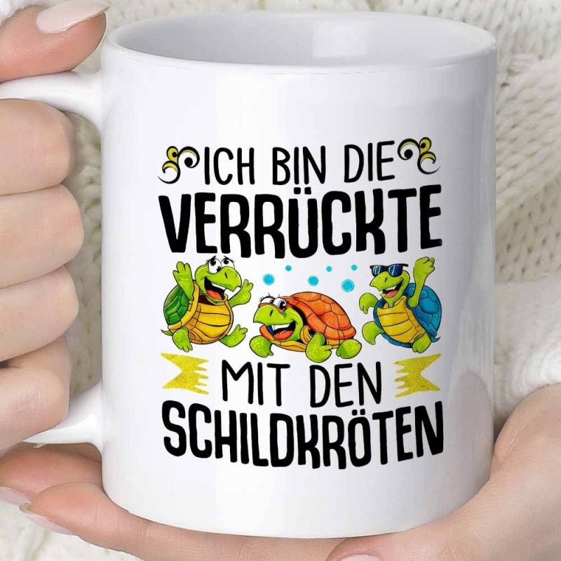 Tailorly White Ceramic 11 oz Mug - Three Happy Cartoon Characters With Colorful Shells And Friendly Smiles Turtle