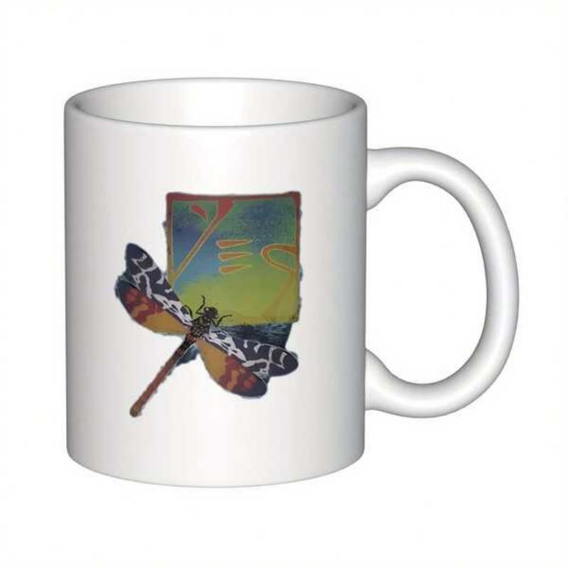 Tailorly White Ceramic 11 oz Mug - Nature Inspired Illustration With Vibrant Colors And Detailed Wings Dragonfly