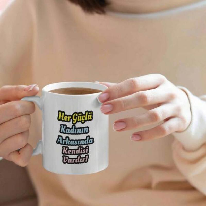 Tailorly White Ceramic 11 oz Mug - Sleek White Ceramic Vessel With Bold Typography Held By Gentle Human Hands Mug