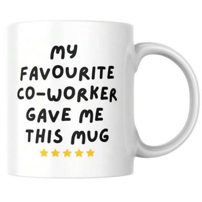 Tailorly White Ceramic 11 oz Mug - My Favourite Co-Worker Gave Me This Mug Minimalist With Small Yellow Five Stars Rating Mug