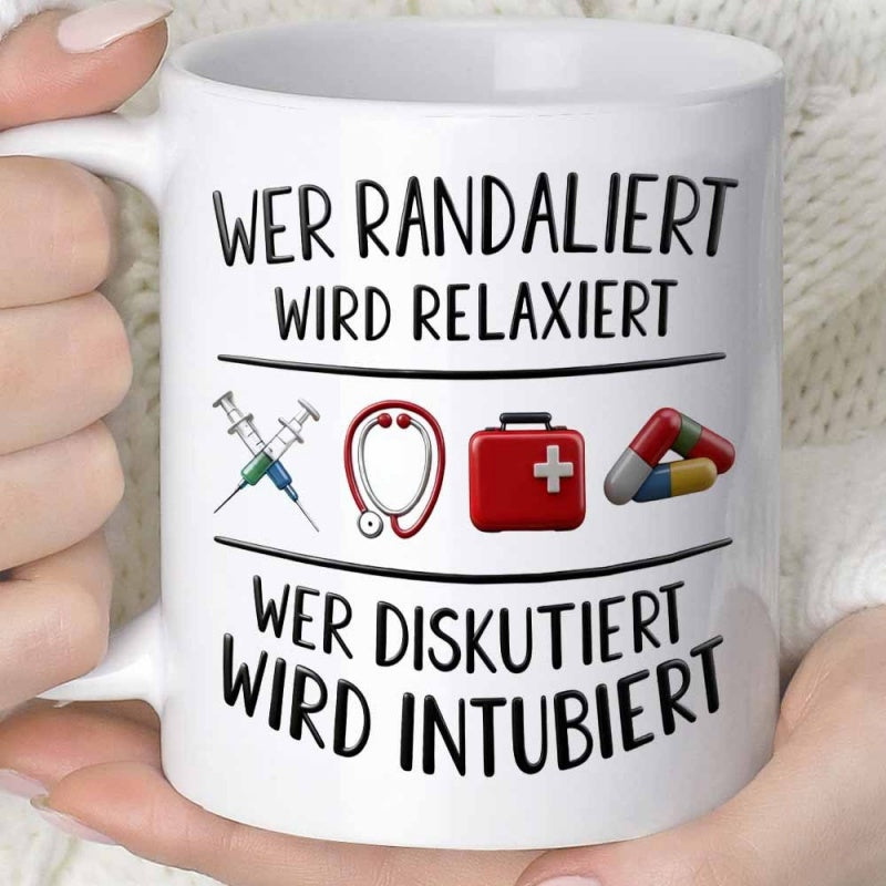 Tailorly White Ceramic 11 oz Mug - Various Professional Medical Tools Icons Including Stethoscope And Emergency Aid Kit