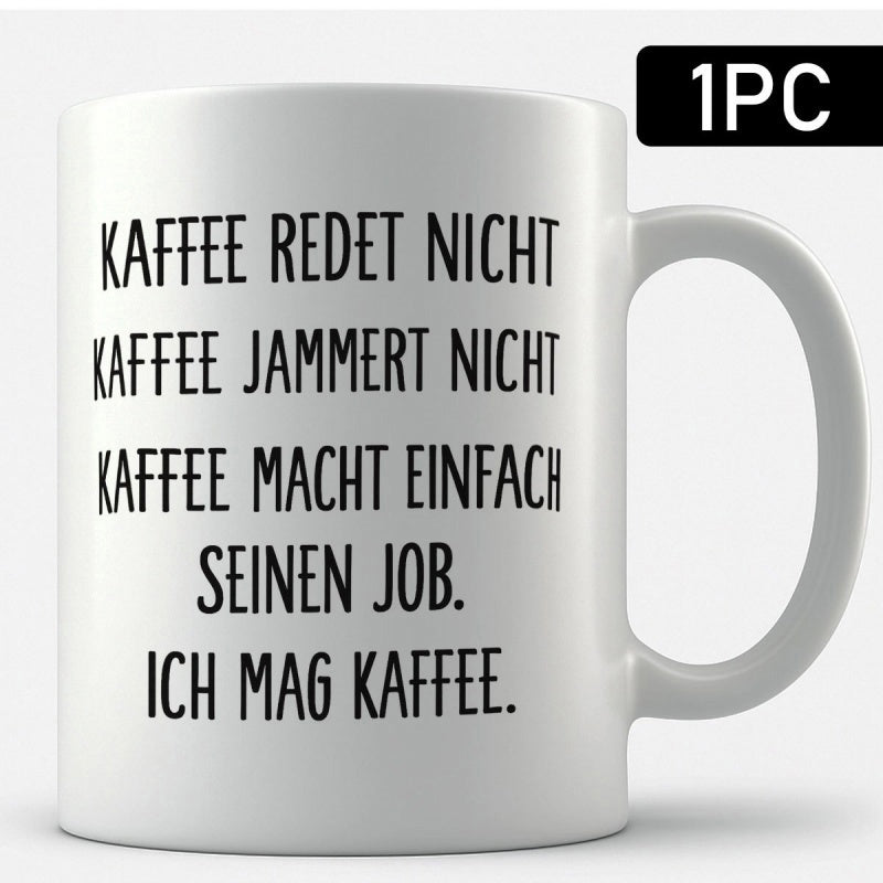 Tailorly White Ceramic 11 oz Mug - Minimalist White Ceramic Body Featuring Bold Black Typography Mug