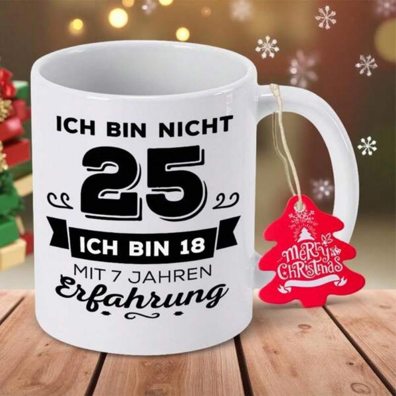 Tailorly White Ceramic 11 oz Mug - Merry Christmas Sleek White Ceramic Vessel Featuring Bold Black Typography And Banners Mug