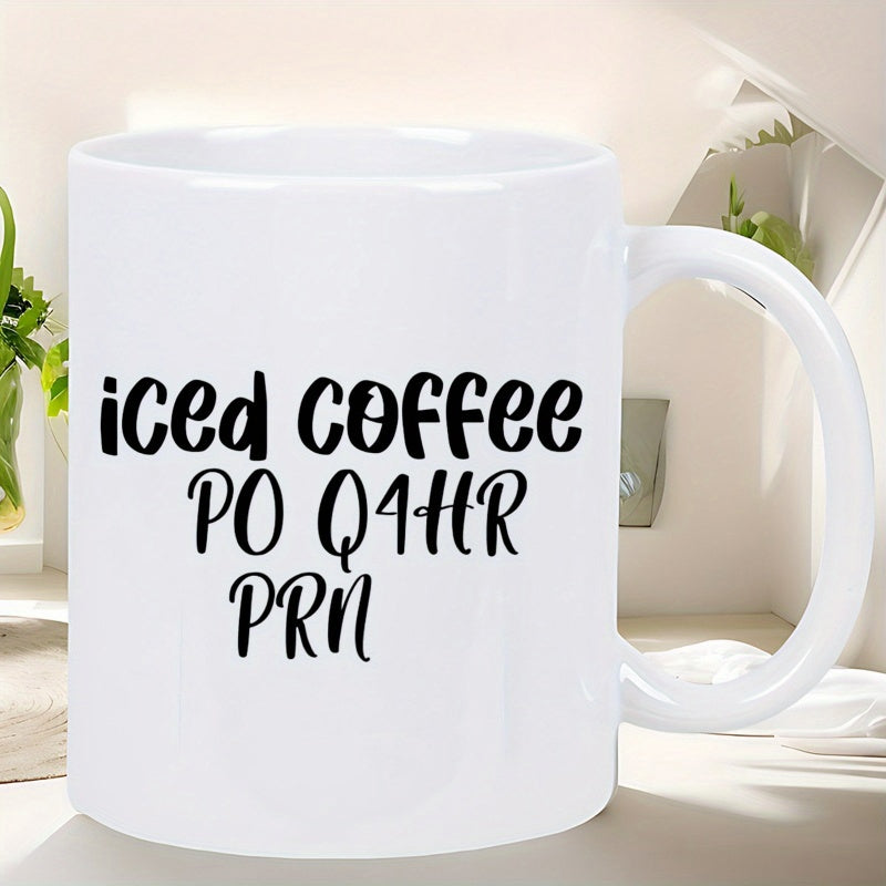 Tailorly White Ceramic 11 oz Mug - Iced Coffee Po Q4hr Prn Minimalist White Ceramic Vessel Placed In A Bright Home Setting Mug