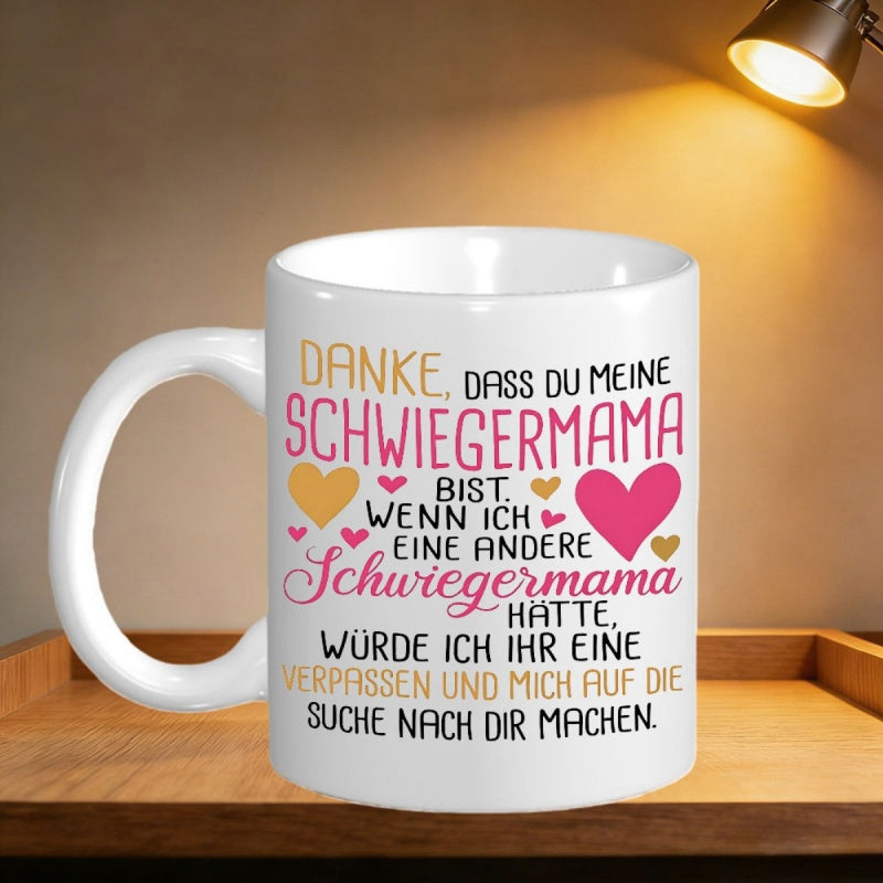 Tailorly White Ceramic 11 oz Mug - Warm Decorative Pink And Golden Artistic Hearts Symbols Of Love Heart