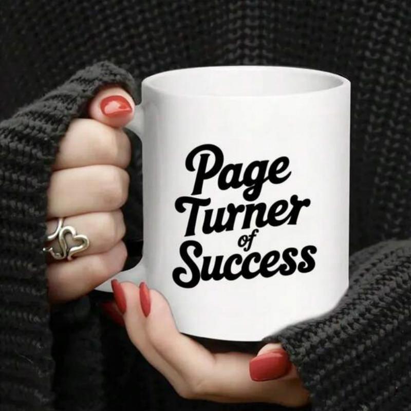 Tailorly White Ceramic 11 oz Mug - Page Turner Of Success Polished With Bold Retro Typography Mug