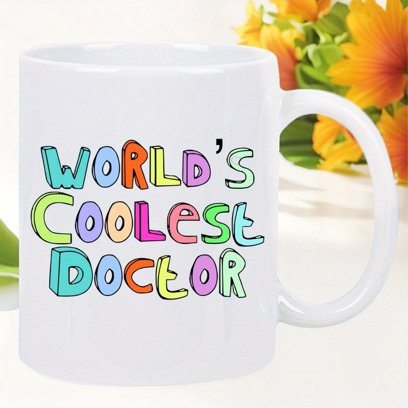 Tailorly White Ceramic 11 oz Mug - Worlds Coolest Doctor Vibrant Colorful Bubble Letters On A Polished Mug