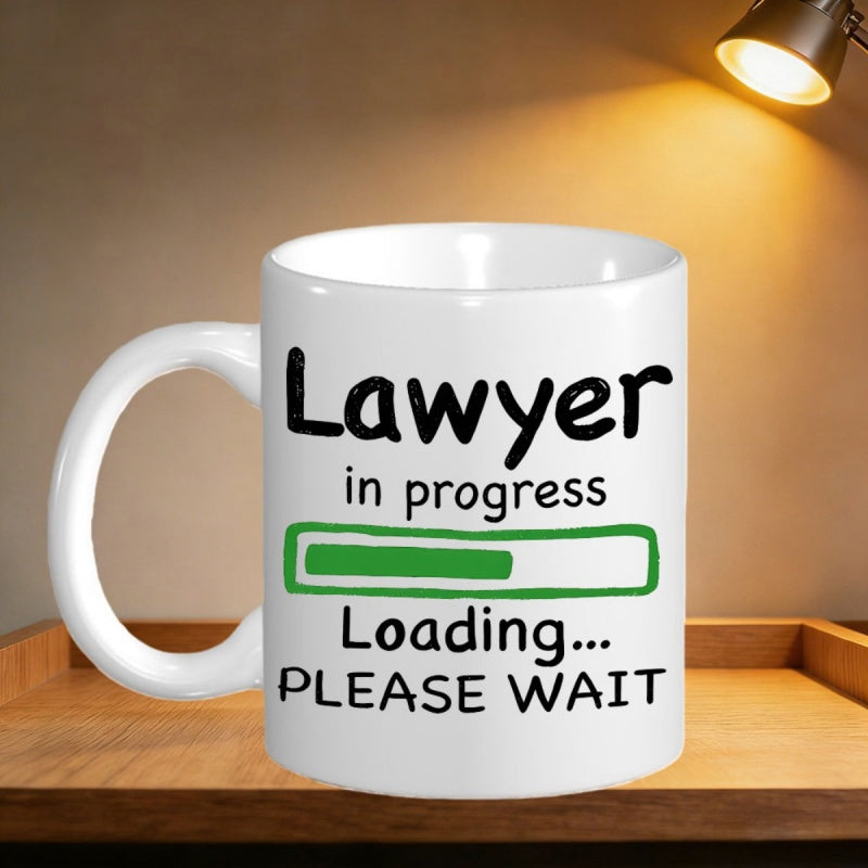 Tailorly White Ceramic 11 oz Mug - Lawyer In Progress Loading Please Wait Minimalist Green Progress Bar Filling On A Smooth Ceramic Surface Mug