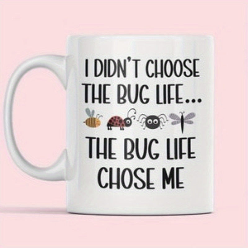 Tailorly White Ceramic 11 oz Mug - I Didn't Choose The Bug Life The Bug Life Chose Me Tiny Cute Hand Drawn Garden Insects With Bee Ladybug And Spider Bug