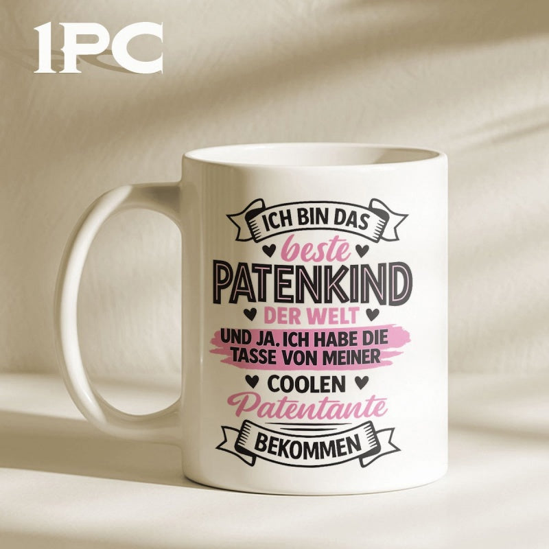 Tailorly White Ceramic 11 oz Mug - Pure Featuring Elegant Heart Icons And Decorative Banners Mug