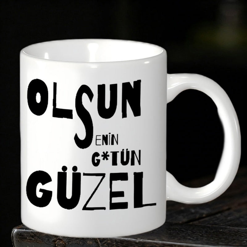 Tailorly White Ceramic 11 oz Mug - Bold Black Hand Drawn Artistic Lettering On Mug