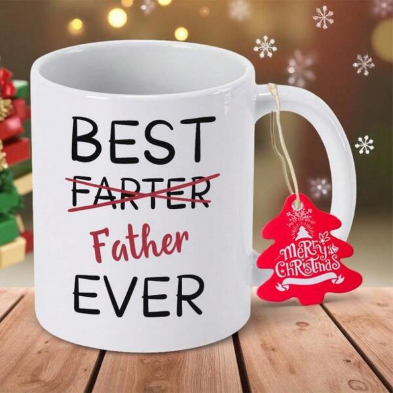 Tailorly White Ceramic 11 oz Mug - Best Farter Father Ever Clean Showing Simple Bold Humorous Typography Mug