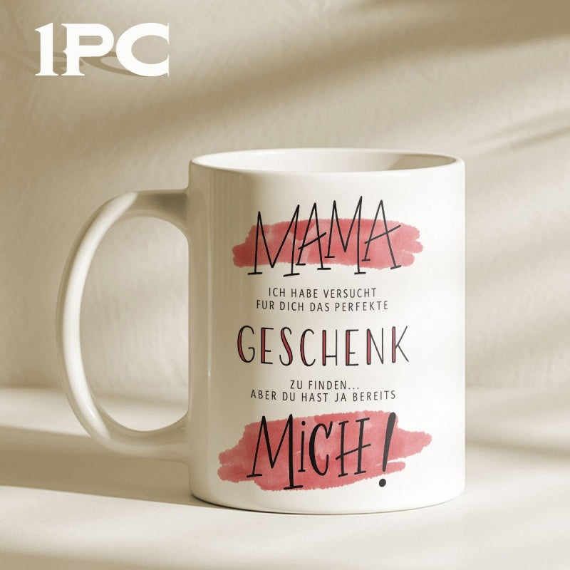 Tailorly White Ceramic 11 oz Mug - Minimalist With Artistic Red Watercolor Brush Strokes Mug