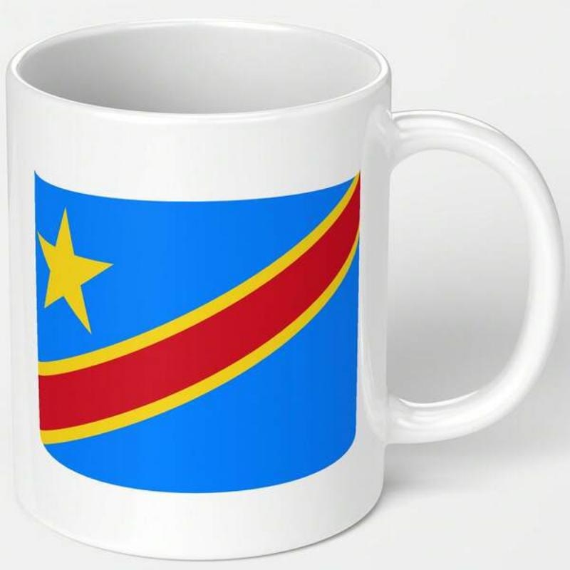 Tailorly White Ceramic 11 oz Mug - Sky Blue National Symbol Featuring Golden Star And Diagonally Striped Red Flag