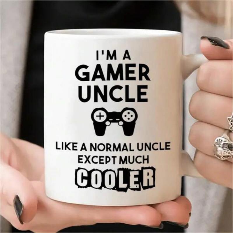 Tailorly White Ceramic 11 oz Mug - Im A Gamer Uncle Like A Normal Uncle Except Much Cooler Silhouette Of Gaming Remote Featuring Modern Buttons And Joysticks