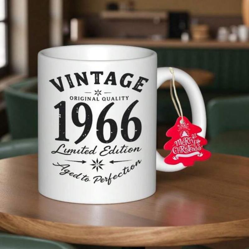 Tailorly White Ceramic 11 oz Mug - Vintage Original Quality 1966 Limited Edition Aged To Perfection Classic Retro Typography Accented By Decorative Stars On A