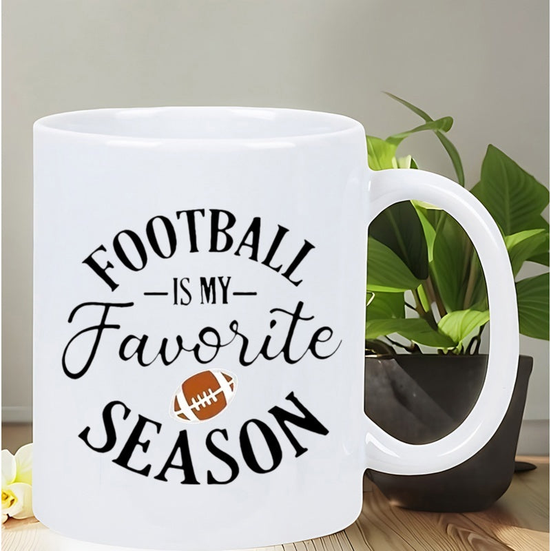Tailorly White Ceramic 11 oz Mug - Football Is My Favorite Season Classic Brown American Football With White Laces Set In Center Football