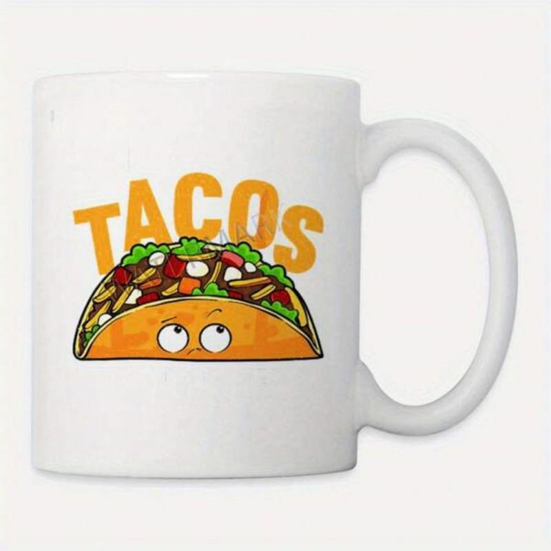 Tailorly White Ceramic 11 oz Mug - Tacos Vibrant Mexican Food Featuring A Smiling Cartoon Shell With Fresh Fillings Taco