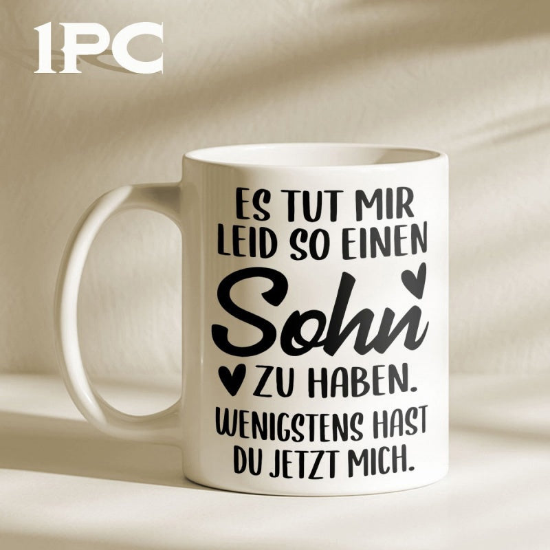 Tailorly White Ceramic 11 oz Mug - Minimalist Clean Featuring Elegant Black Typography With Hearts Mug
