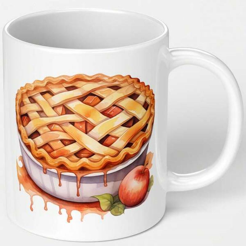 Tailorly White Ceramic 11 oz Mug - Delicious Homemade Fruit Pastry With Golden Lattice Crust And Sweet Syrup Pie