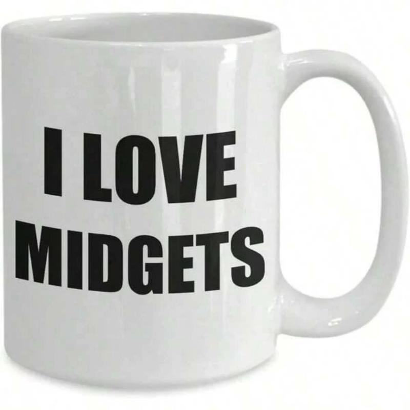 Tailorly White Ceramic 11 oz Mug - I Love Midgets Minimalist Style Featuring Bold Black Block Letters On Ceramic Surface Mug