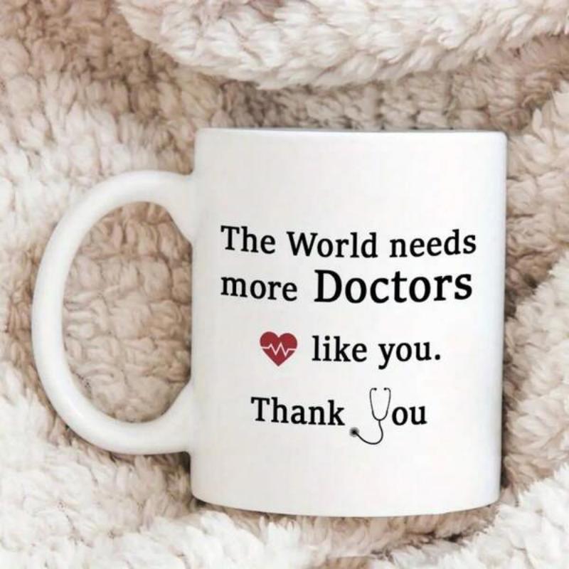 Tailorly White Ceramic 11 oz Mug - The World Needs More Doctors Like You Thank You Minimalist Medical Symbols With Red Heart And Stethoscope Silhouette Mug