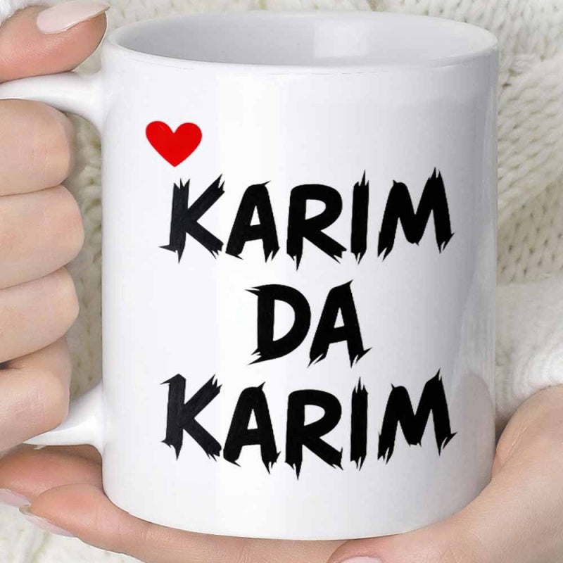 Tailorly White Ceramic 11 oz Mug - Karim Da Karim Elegant Featuring Small Red Heart With Bold Text Mug