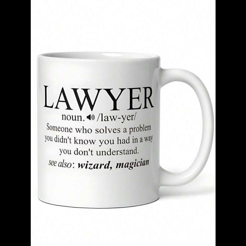 Tailorly White Ceramic 11 oz Mug - Lawyer Noun Minimalist White Ceramic Vessel With Bold Black Typographic Font Design Mug