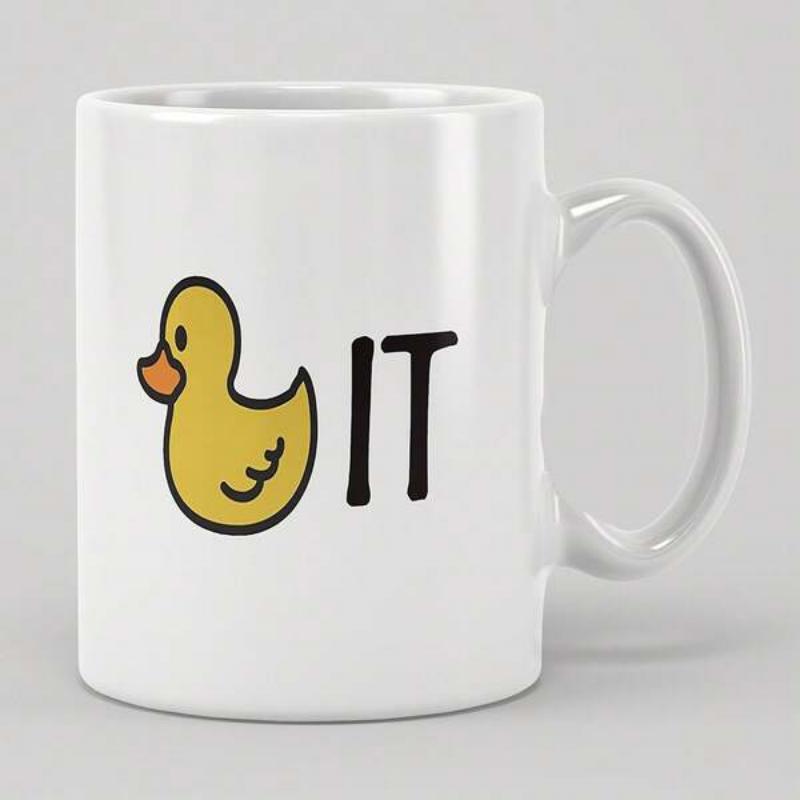 Tailorly White Ceramic 11 oz Mug - IT Simple Yellow Rubber Duck With Orange Beak On Duck