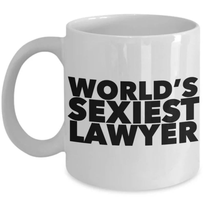 Tailorly White Ceramic 11 oz Mug - Worlds Sexiest Lawyer Bold High Contrast Lettering With Clean Modern Professional Minimalism Style Mug