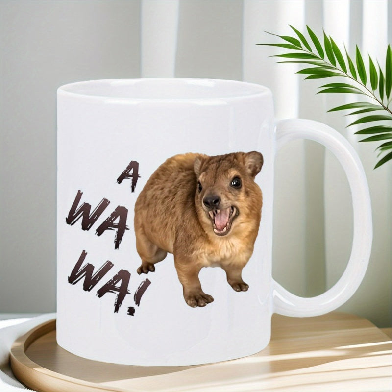 Tailorly White Ceramic 11 oz Mug - A Wa Wa Adorable Smiling Small Animal With Brown Fur Quokka
