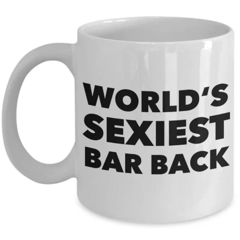 Tailorly White Ceramic 11 oz Mug - Worlds Sexiest Bar Back Minimalist White Ceramic Vessel Featuring Bold Black Typography Design Mug