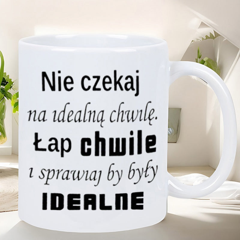 Tailorly White Ceramic 11 oz Mug - Minimalist White Ceramic Vessel With Elegant Handwritten And Bold Text Mug