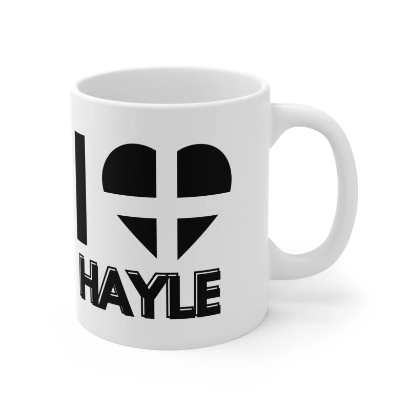 Tailorly White Ceramic 11 oz Mug - I Hayle Minimalist Black Heart With White Cross Symbol Printed On Ceramic Mug