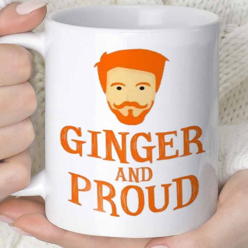 Tailorly White Ceramic 11 oz Mug - Ginger And Proud Minimalist Illustration Featuring Vibrant Orange Hair And A Thick Beard Gentleman
