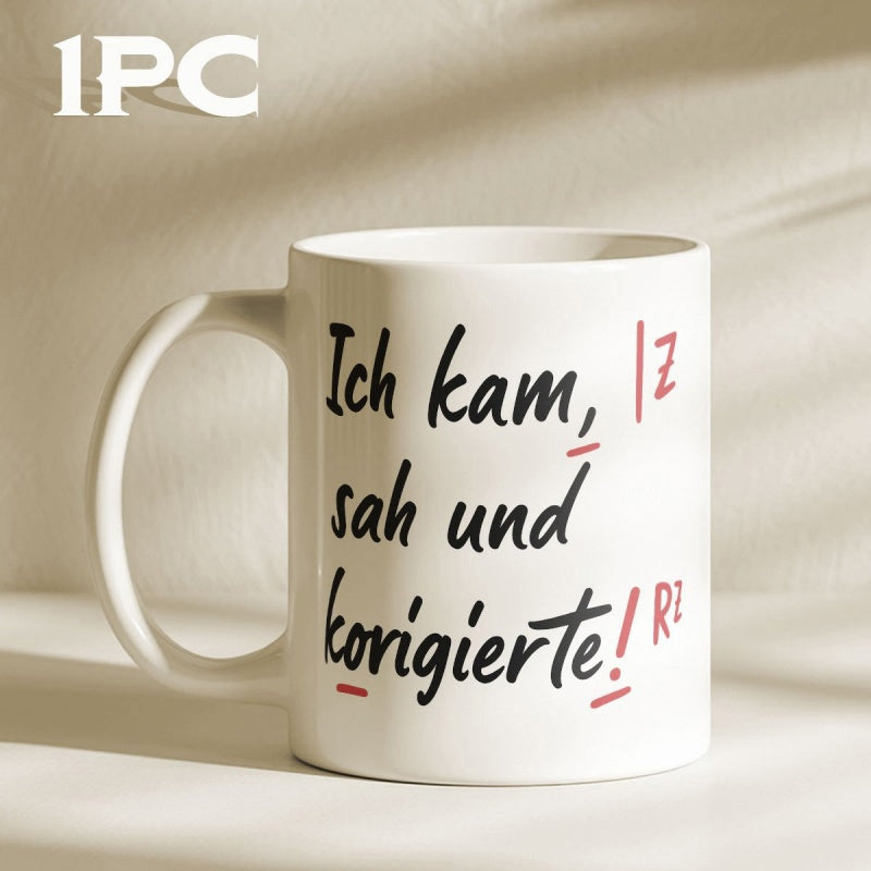 Tailorly White Ceramic 11 oz Mug - Minimalist With Elegant Handwritten Script And Red Correction Marks Mug