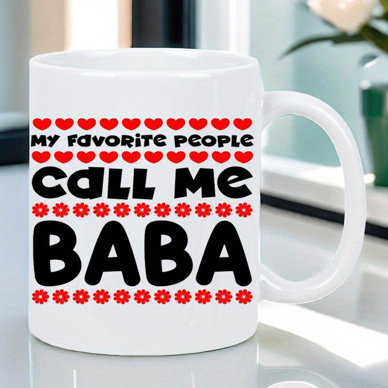 Tailorly White Ceramic 11 oz Mug - My Favorite People Call Me Baba Featuring Vibrant Red Rows Of Decorative Small Hearts And Flowers Heart