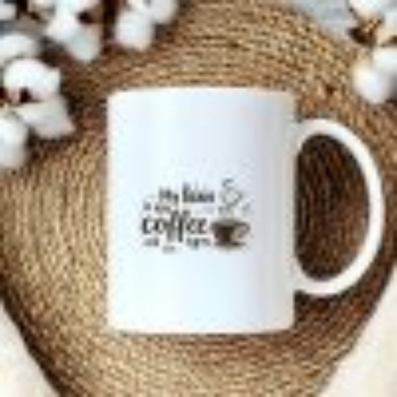 Tailorly White Ceramic 11 oz Mug - My Brain Is Coffee Rustic Ceramic Mug Featuring Steam Rising From A Steaming Hot Morning Coffee Cup