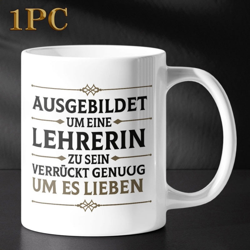 Tailorly White Ceramic 11 oz Mug - Elegant With Decorative Borders And Bold Text Typography Mug