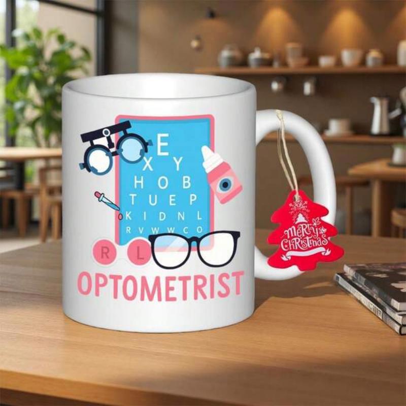 Tailorly White Ceramic 11 oz Mug - Optometrist Professional Vision Testing Equipment And Clinical Sight Examination Chart Mug