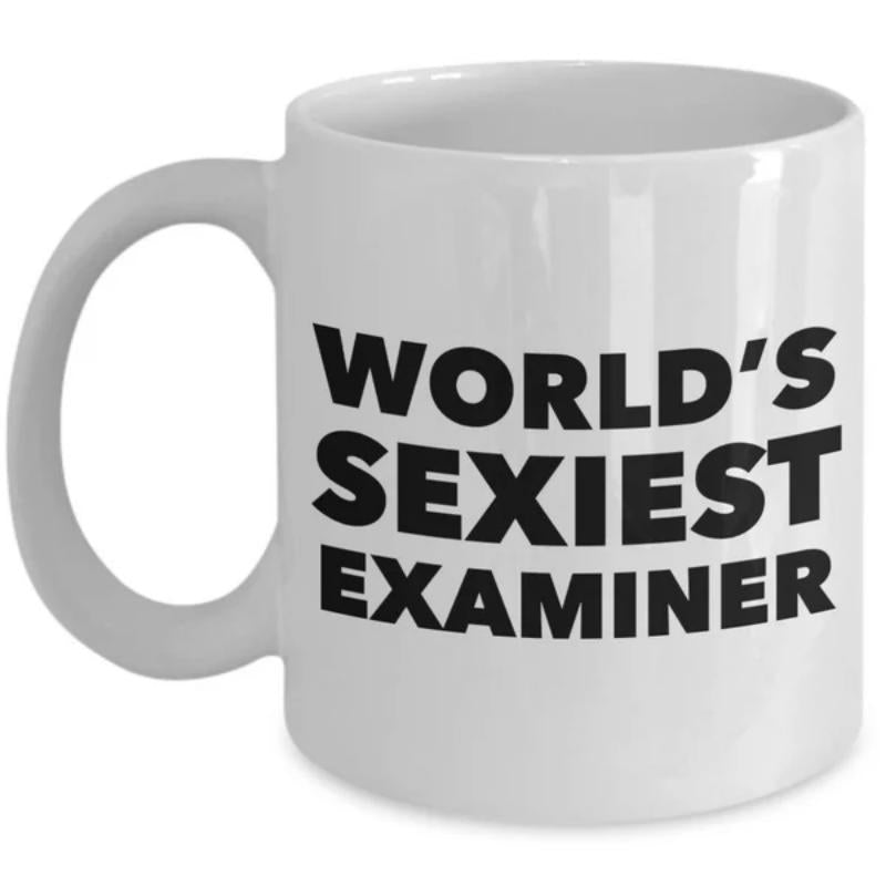 Tailorly White Ceramic 11 oz Mug - World's Sexiest Examiner Simple Ceramic Material Featuring Bold Minimalist Black Sans Serif Typography Mug
