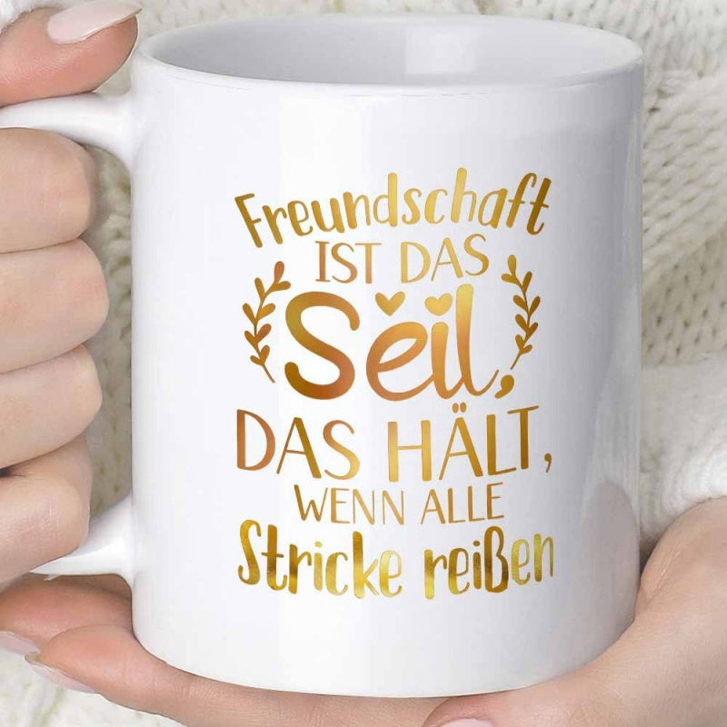 Tailorly White Ceramic 11 oz Mug - Elegant Golden Typography Featuring Decorative Hearts And Delicate Leafy Branches Ceramic Mug
