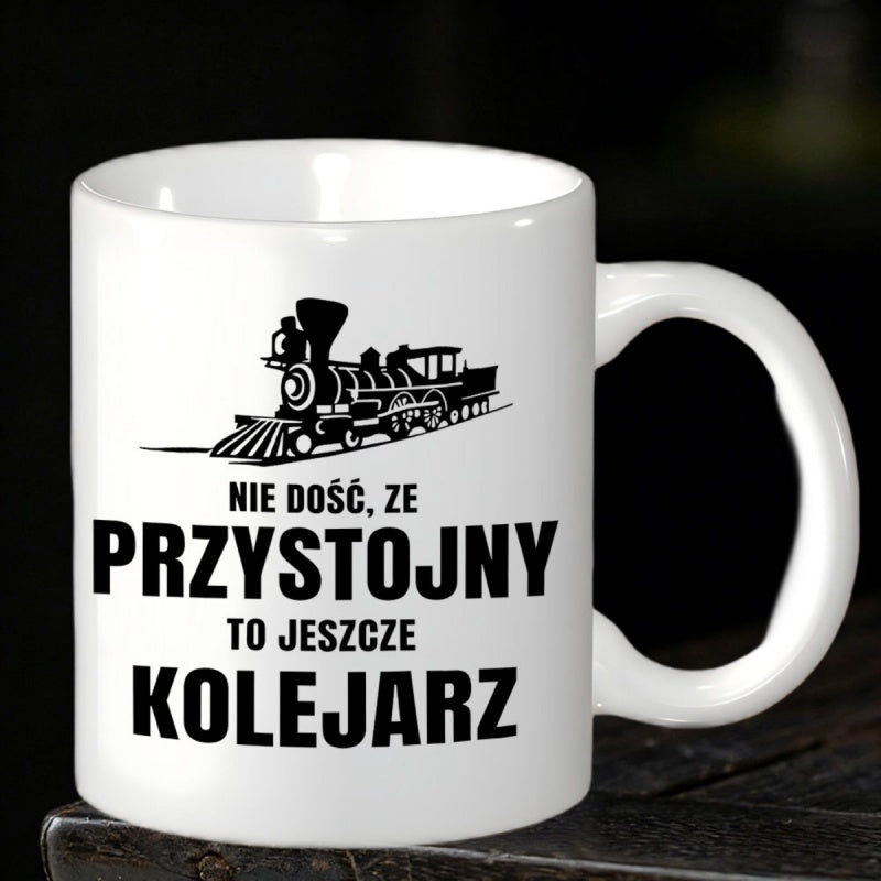 Tailorly White Ceramic 11 oz Mug - Vintage Steam Engine Racing Along Tracks Under Clear Skies Locomotive