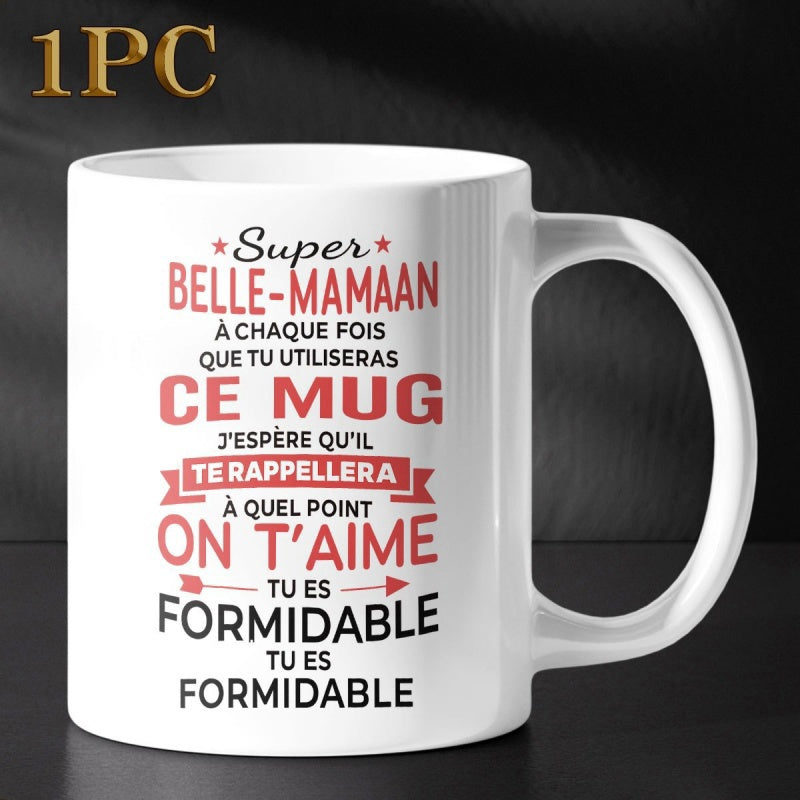 Tailorly White Ceramic 11 oz Mug - Minimalist White Ceramic Coffee Cup Featuring Sentimental Typography Graphic Design Mug
