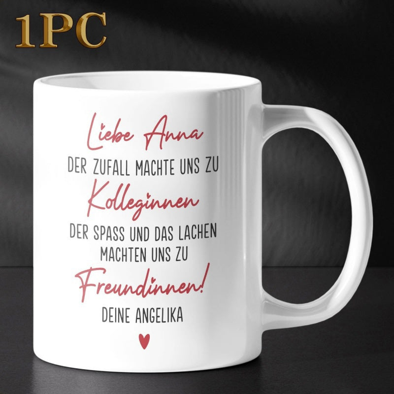 Tailorly White Ceramic 11 oz Mug - Minimalist With A Small Vibrant Crimson Heart Mug